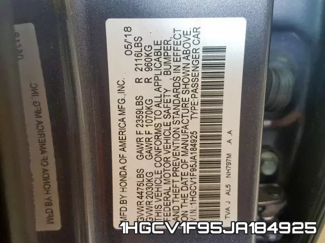 1HGCV1F95JA184925 фото 2