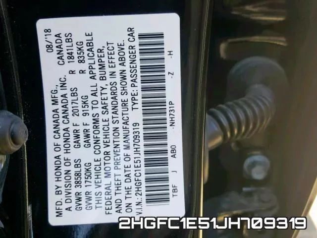 2HGFC1E51JH709319 фото 2