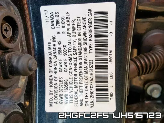 2HGFC2F57JH515723 фото 2