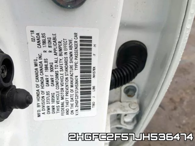 2HGFC2F57JH536474 фото 2