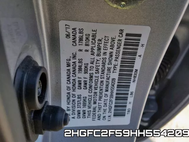 2HGFC2F59HH554209 фото 2