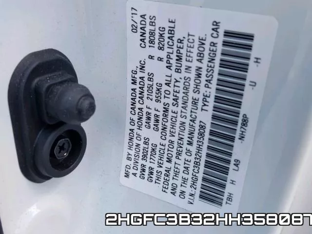 2HGFC3B32HH358087 фото 2