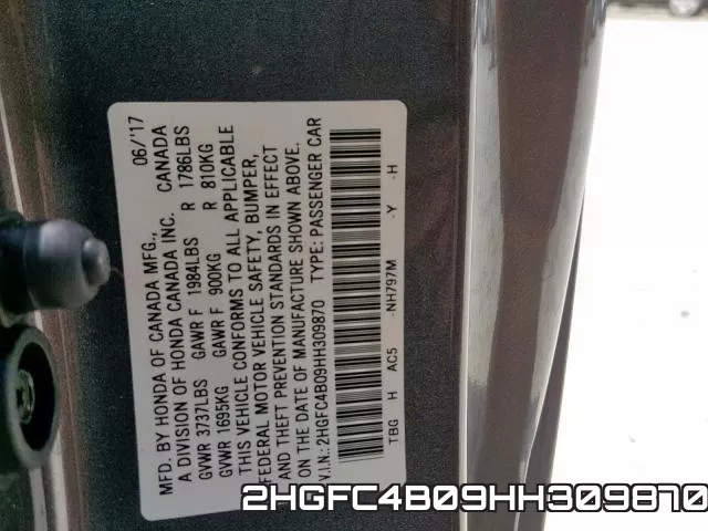 2HGFC4B09HH309870 фото 2