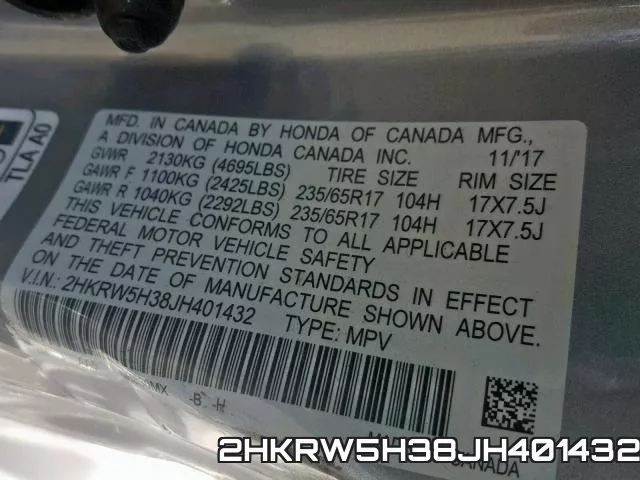 2HKRW5H38JH401432 фото 2