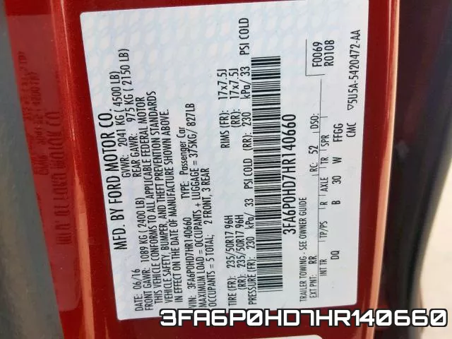 3FA6P0HD7HR140660 фото 2