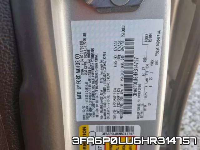 3FA6P0LU6HR314757 фото 2