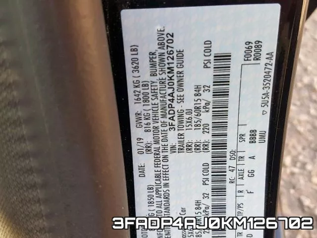 3FADP4AJ0KM126702 фото 2