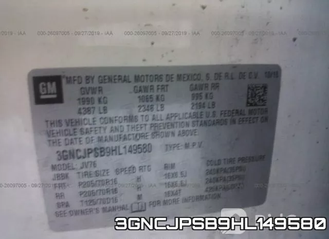 3GNCJPSB9HL149580 фото 9