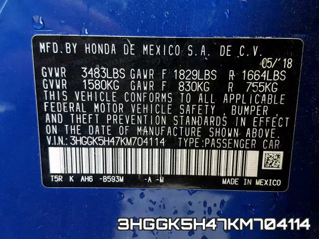3HGGK5H47KM704114 фото 2