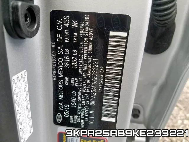3KPA25AB9KE233221 фото 2