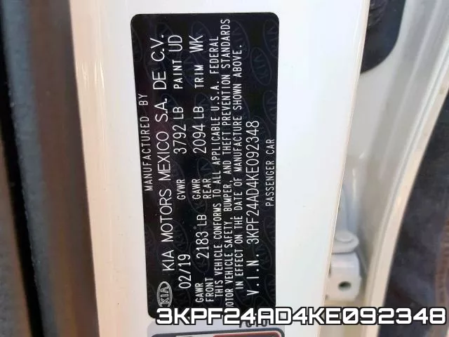 3KPF24AD4KE092348 фото 2