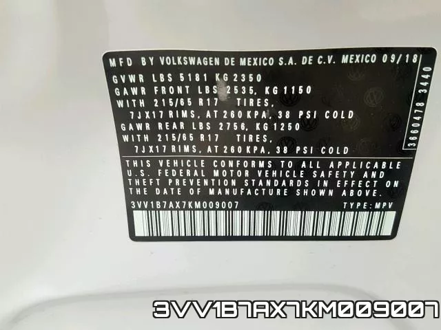 3VV1B7AX7KM009007 фото 2