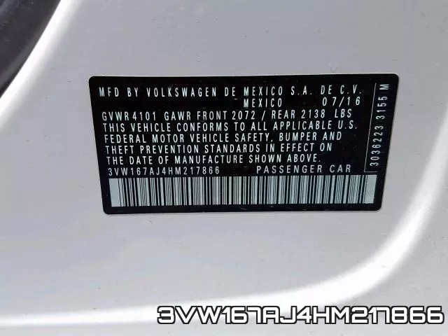 3VW167AJ4HM217866 фото 2