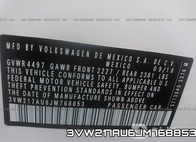 3VW217AU6JM768853 фото 10