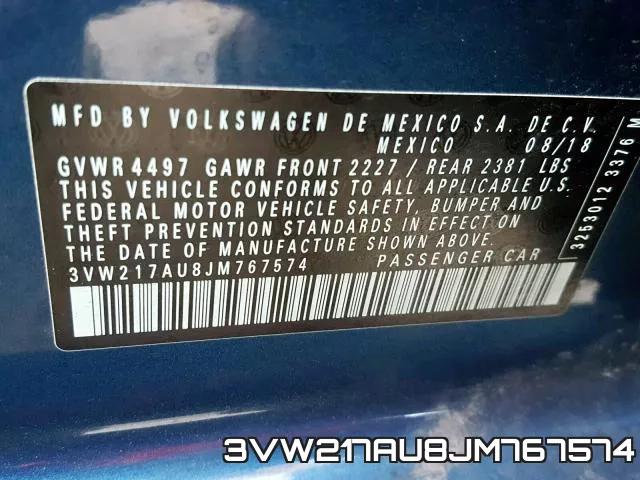 3VW217AU8JM767574 фото 2