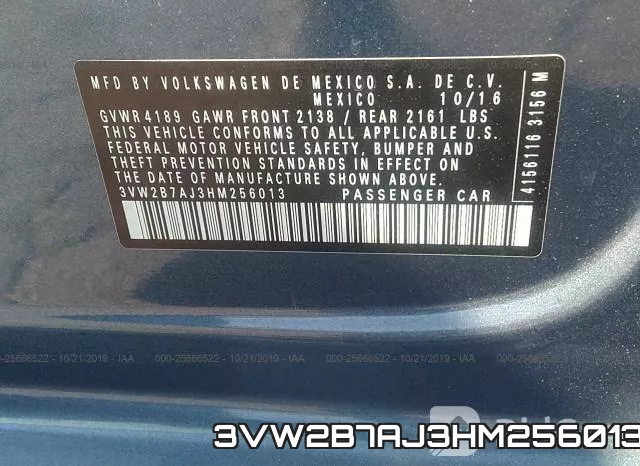3VW2B7AJ3HM256013 фото 10