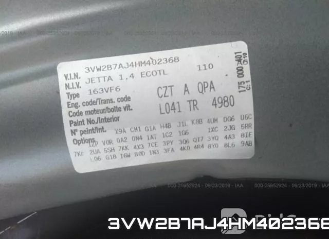 3VW2B7AJ4HM402368 фото 10