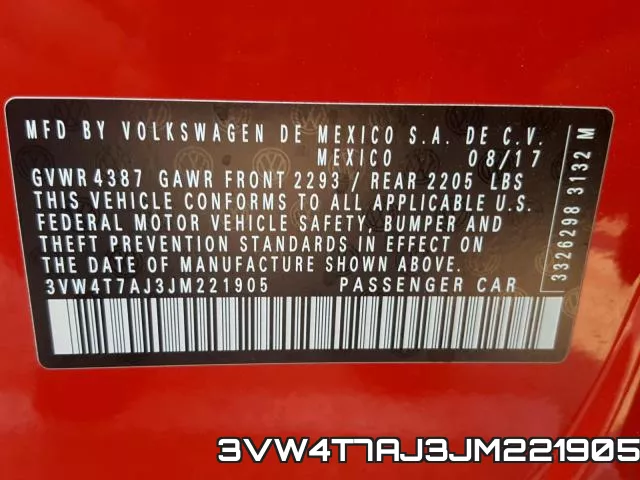 3VW4T7AJ3JM221905 фото 2