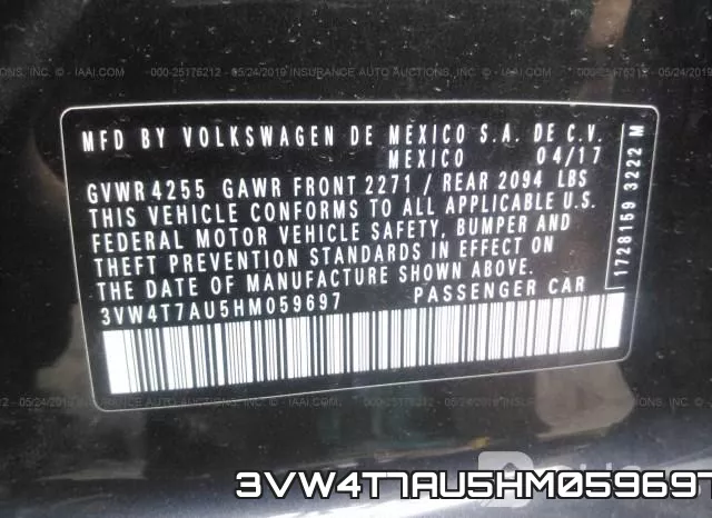 3VW4T7AU5HM059697 фото 10