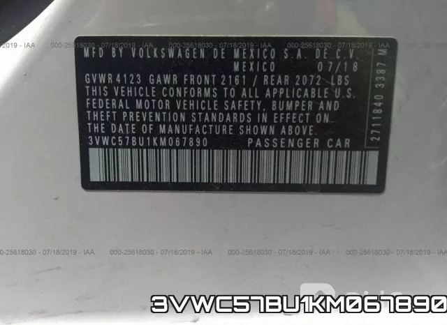 3VWC57BU1KM067890 фото 10