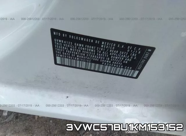 3VWC57BU1KM153152 фото 10