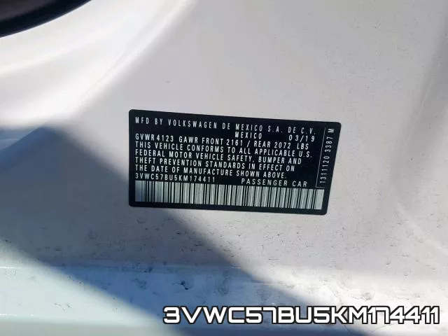 3VWC57BU5KM174411 фото 2