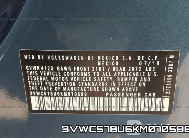 3VWC57BU6KM070588 фото 10