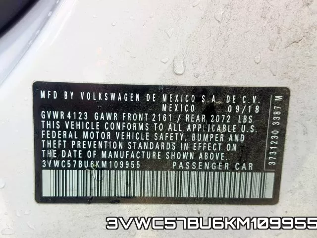 3VWC57BU6KM109955 фото 2