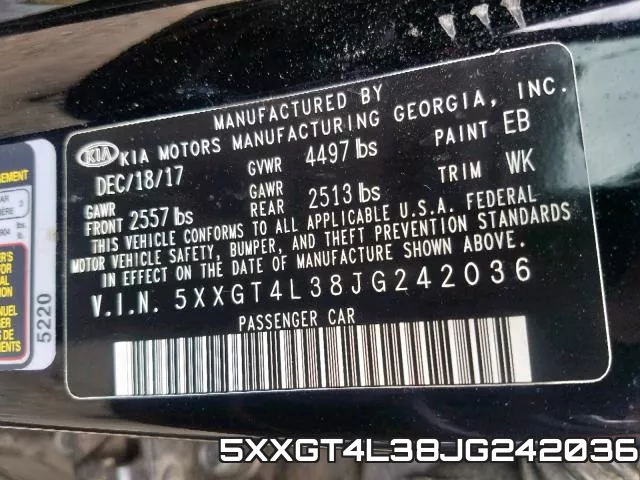5XXGT4L38JG242036 фото 2