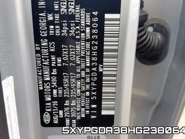5XYPGDA38HG238064 фото 2