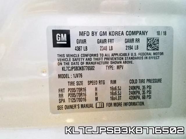 KL7CJPSB3KB776502 фото 2