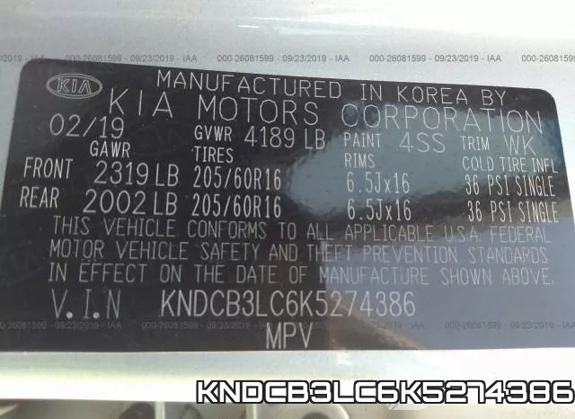 KNDCB3LC6K5274386 фото 10