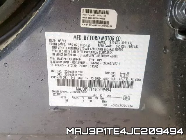 MAJ3P1TE4JC209494 фото 2