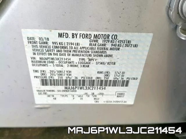 MAJ6P1WL3JC211454 фото 2