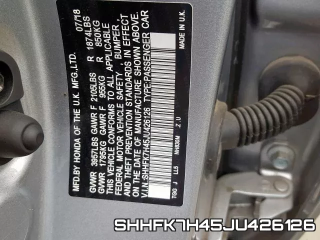 SHHFK7H45JU426126 фото 2