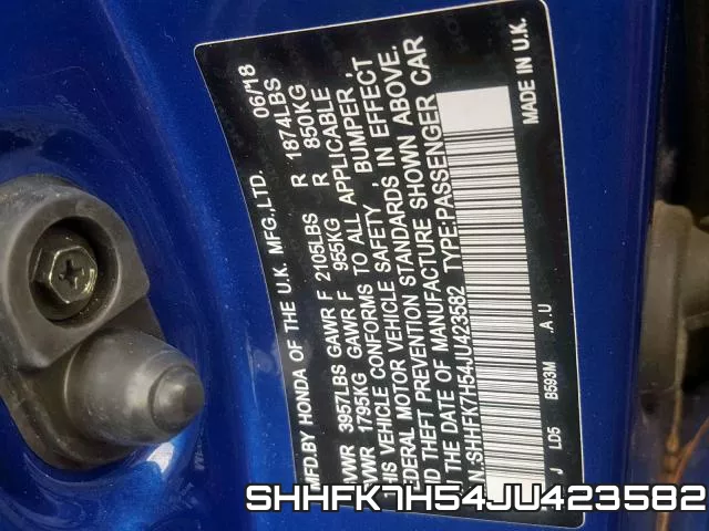 SHHFK7H54JU423582 фото 2