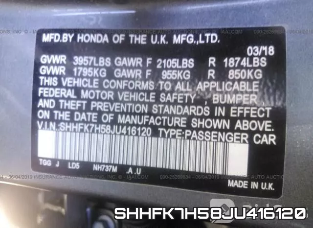 SHHFK7H58JU416120 фото 10