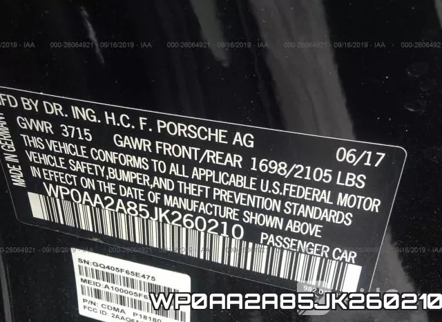 WP0AA2A85JK260210 фото 10