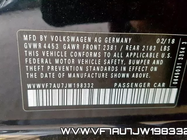 WVWVF7AU7JW198332 фото 2