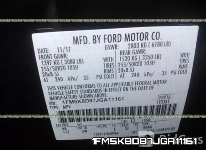 1FM5K8D87JGA11161 фото 10