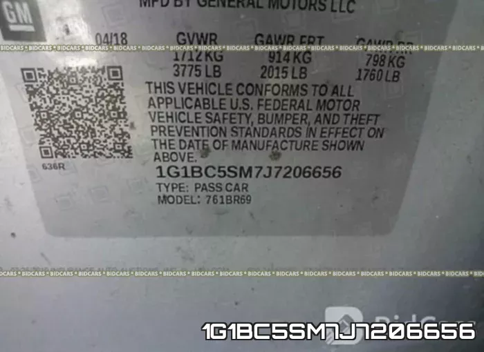 1G1BC5SM7J7206656 фото 10