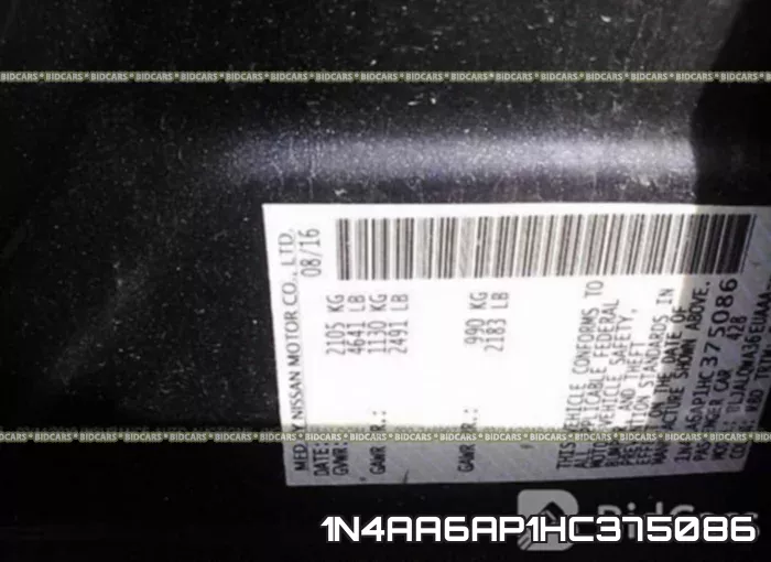 1N4AA6AP1HC375086 фото 9