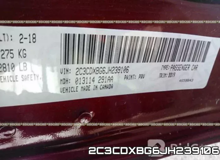 2C3CDXBG6JH239106 фото 10