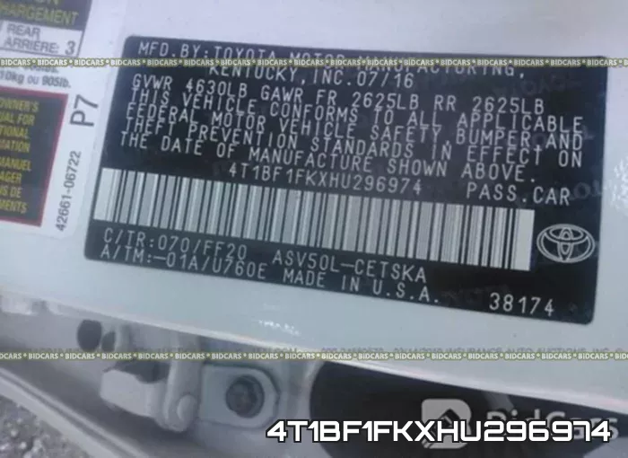 4T1BF1FKXHU296974 фото 10