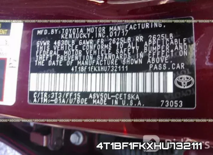 4T1BF1FKXHU732111 фото 10