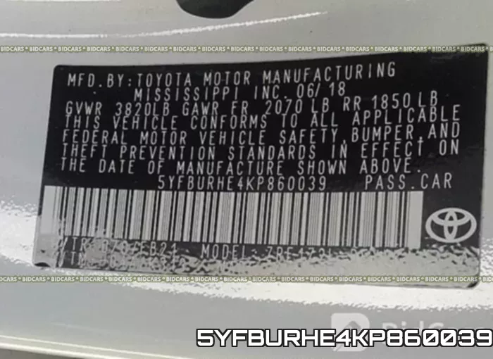 5YFBURHE4KP860039 фото 10