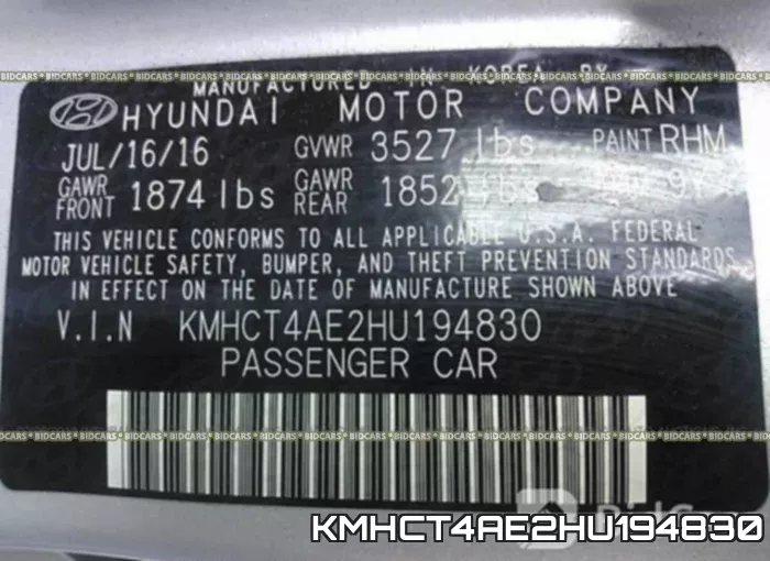 KMHCT4AE2HU194830 фото 10