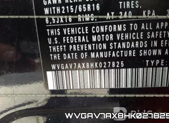 WVGAV7AX8HK027825 фото 10