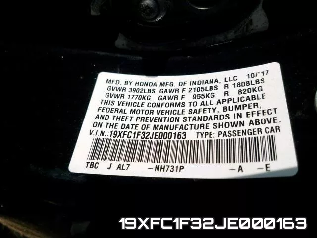 19XFC1F32JE000163 фото 2