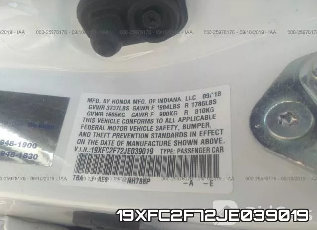 19XFC2F72JE039019 фото 10
